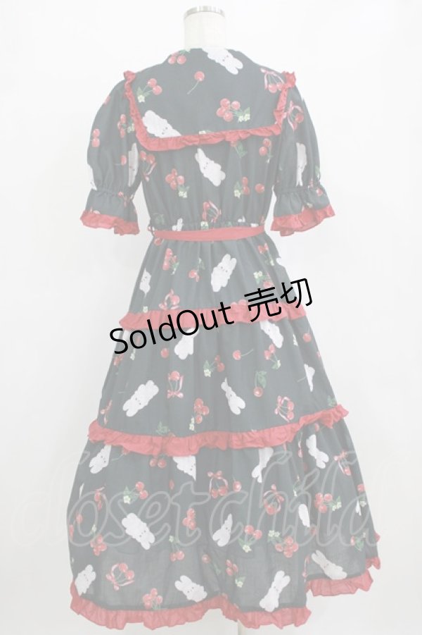 画像3: Chalmiere / チェリーバニー柄ワンピース M ブラック H-26-02-07-006-0-OP-NS-ZH (3)