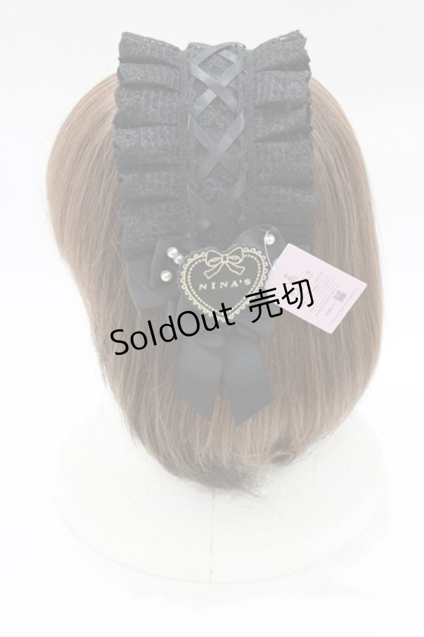 画像2: m petit by misako / AM*NIPLヘッドドレス  ブラック H-26-02-07-070-LO-AC-NS-ZH (2)