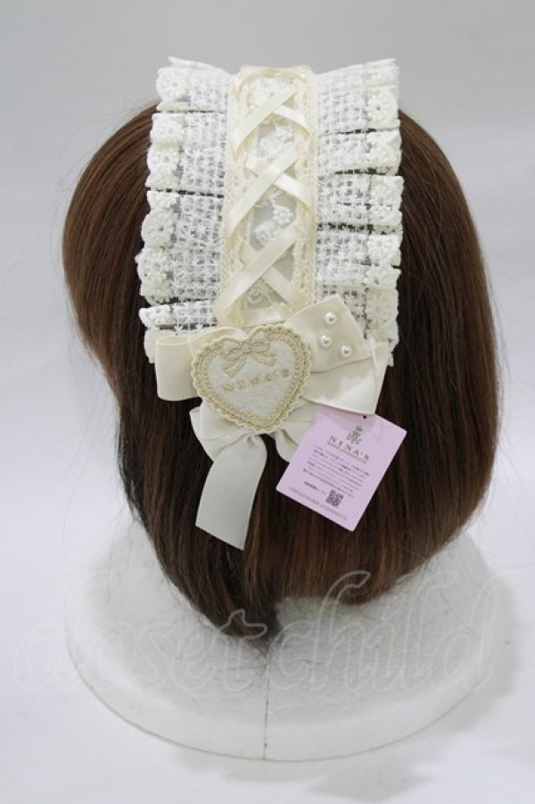 画像2: m petit by misako / AM*NIPLヘッドドレス  オフ H-26-02-07-074-LO-AC-NS-ZH (2)