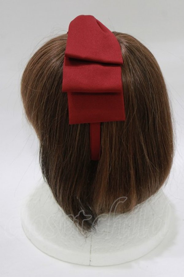 画像2: axes femme kawaii / 斜めリボンカチューシャ  ワイン H-26-02-07-076-AX-AC-NS-ZH (2)
