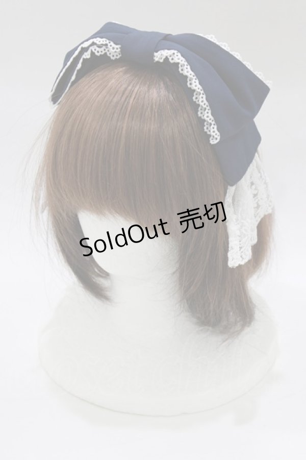 画像1: Chalmiere / リボンカチューシャ  ネイビー H-26-02-07-080-0-AC-NS-ZH (1)