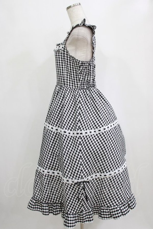 画像2: Cherirulu Chocola / ギンガムチェックジャンパースカート L ブラック H-26-02-07-002-GO-OP-NS-ZH (2)
