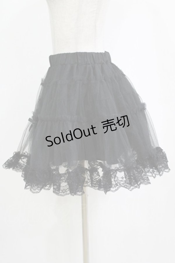 画像2: majoretty / まゆろん/リボン付きパニエ L ブラック H-26-02-07-014-GO-PA-NS-ZH (2)