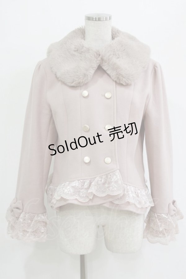 画像1: axes femme / 裾レースショートコート M ピンク H-26-02-07-017-AX-CO-NS-ZH (1)