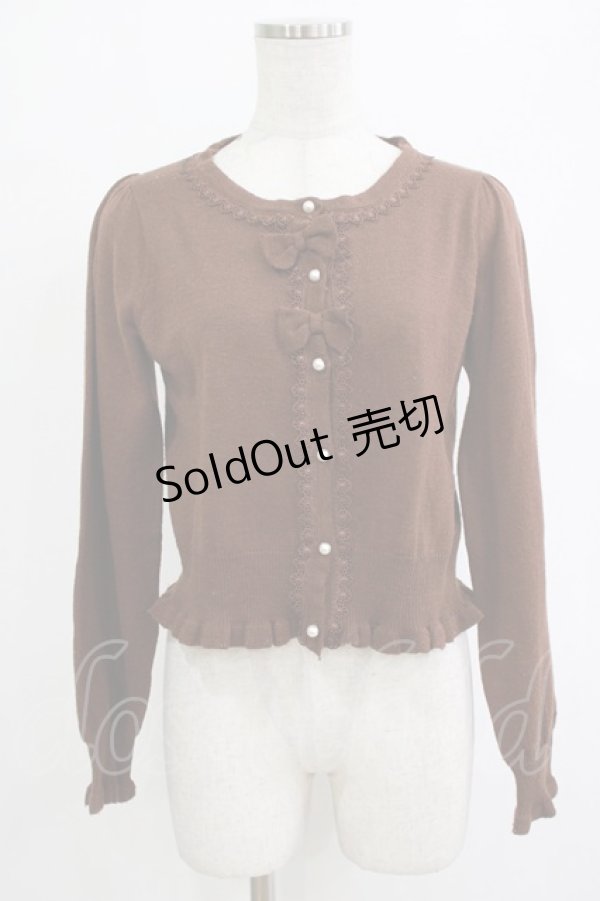 画像1: axes femme kawaii / 2つリボンカーディガン M ブラウン H-26-02-07-027-AX-TO-NS-ZH (1)