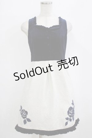 画像: an another angelus / ベロア&ローズ柄切り替えジャンパースカート Free NAVY H-26-02-08-029-CA-OP-NS-ZH