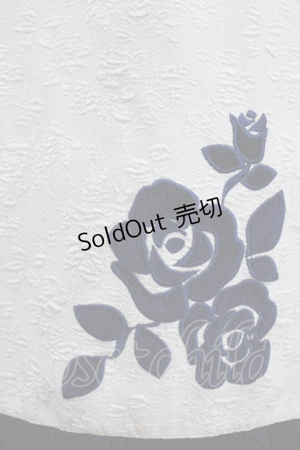 画像4: an another angelus / ベロア&ローズ柄切り替えジャンパースカート Free NAVY H-26-02-08-029-CA-OP-NS-ZH (4)