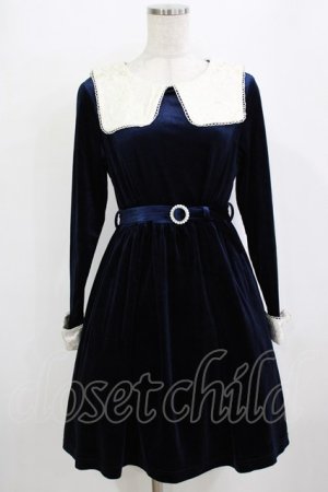 画像: an another angelus / ジャガードカラーベロアワンピース Free NAVY H-26-02-08-032-CA-OP-NS-ZH