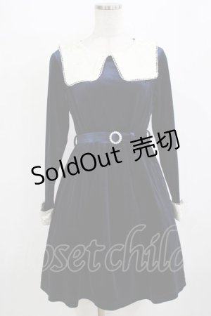 画像: an another angelus / ジャガードカラーベロアワンピース Free NAVY H-26-02-08-032-CA-OP-NS-ZH