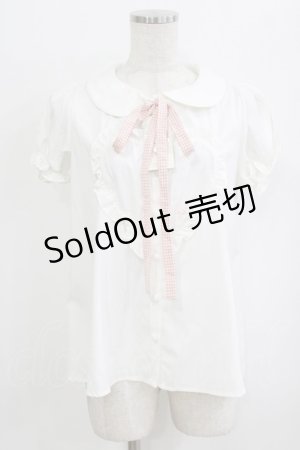 画像: Ank Rouge / リボン付きハートブラウス M オフ/ギンガムピンク H-26-02-08-043-CA-BL-NS-ZH