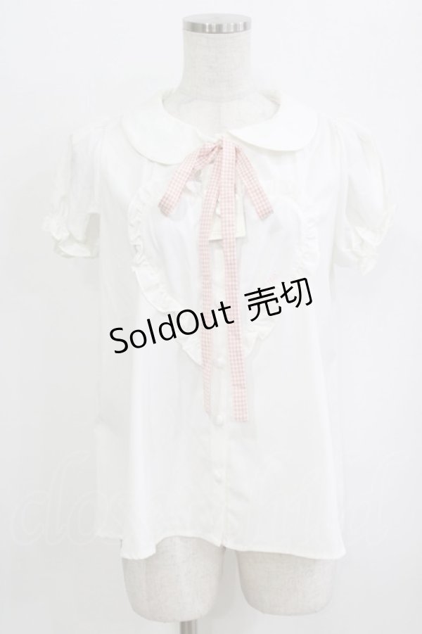 画像1: Ank Rouge / リボン付きハートブラウス M オフ/ギンガムピンク H-26-02-08-043-CA-BL-NS-ZH (1)