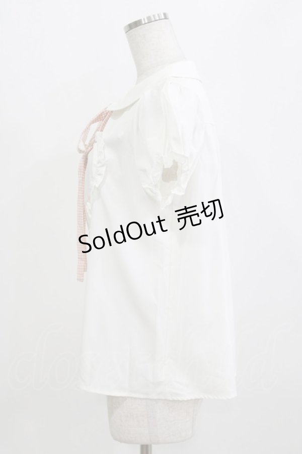 画像2: Ank Rouge / リボン付きハートブラウス M オフ/ギンガムピンク H-26-02-08-043-CA-BL-NS-ZH (2)