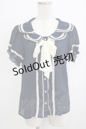 画像: axes femme POETIQUE / ダブルカラーシフォンブラウス M ネイビー H-26-02-08-047-AX-BL-NS-ZH