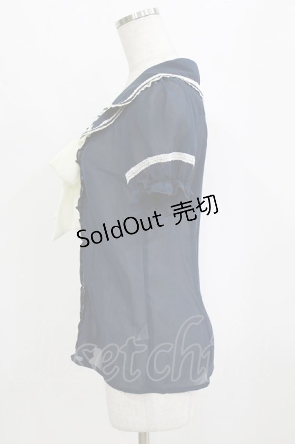 画像2: axes femme POETIQUE / ダブルカラーシフォンブラウス M ネイビー H-26-02-08-047-AX-BL-NS-ZH (2)