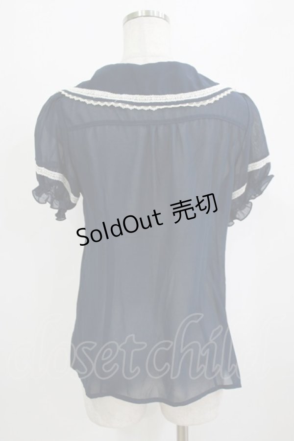 画像3: axes femme POETIQUE / ダブルカラーシフォンブラウス M ネイビー H-26-02-08-047-AX-BL-NS-ZH (3)