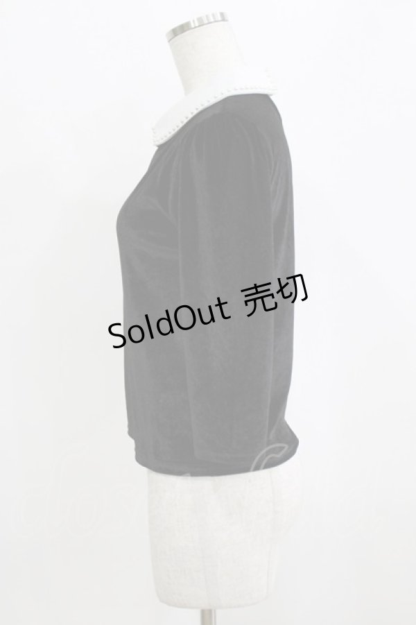 画像2: evelyn / バイカラーベロアトップス Free ブラック H-26-02-08-048-LO-TO-NS-ZH (2)