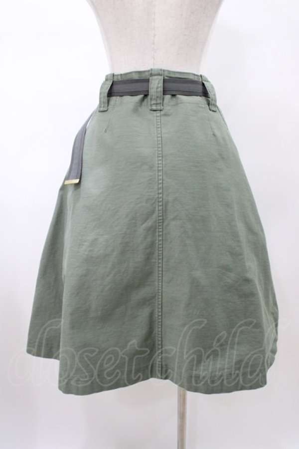 画像2: Jane Marple Dans Le Salon / ミリタリーサテンワークスカート  モスグリーン H-26-02-08-1036-JM-SK-KB-ZH (2)