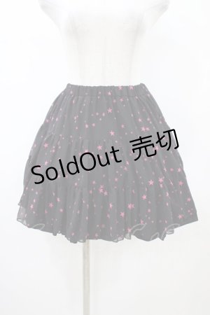 画像: PEACE NOW / スターシフォンティアードスカート  ブラック×ピンク H-26-02-08-1041-PU-SK-KB-ZH