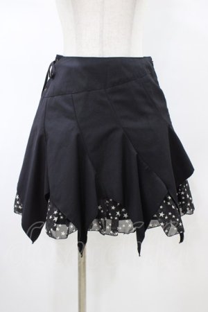 画像: PEACE NOW / スターシフォンレイヤード風スカート  ブラック×ホワイト H-26-02-08-1042-PU-SK-KB-ZH