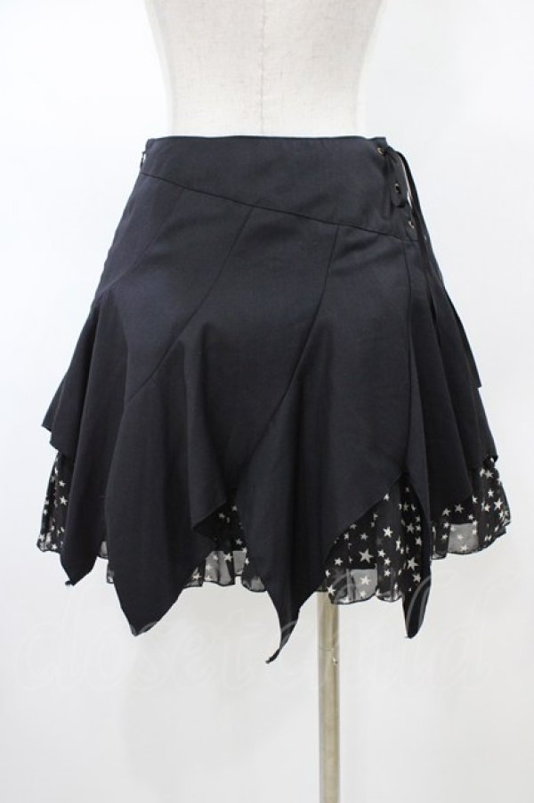 画像2: PEACE NOW / スターシフォンレイヤード風スカート  ブラック×ホワイト H-26-02-08-1042-PU-SK-KB-ZH (2)