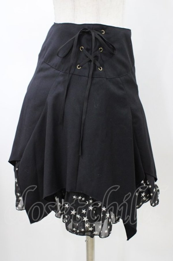 画像3: PEACE NOW / スターシフォンレイヤード風スカート  ブラック×ホワイト H-26-02-08-1042-PU-SK-KB-ZH (3)