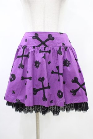 画像: PEACE NOW / 裾チュールプリントスカート  パープル×ブラック H-26-02-08-1044-PU-SK-KB-ZH