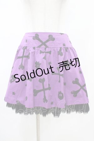 画像: PEACE NOW / 裾チュールプリントスカート  パープル×ブラック H-26-02-08-1044-PU-SK-KB-ZH