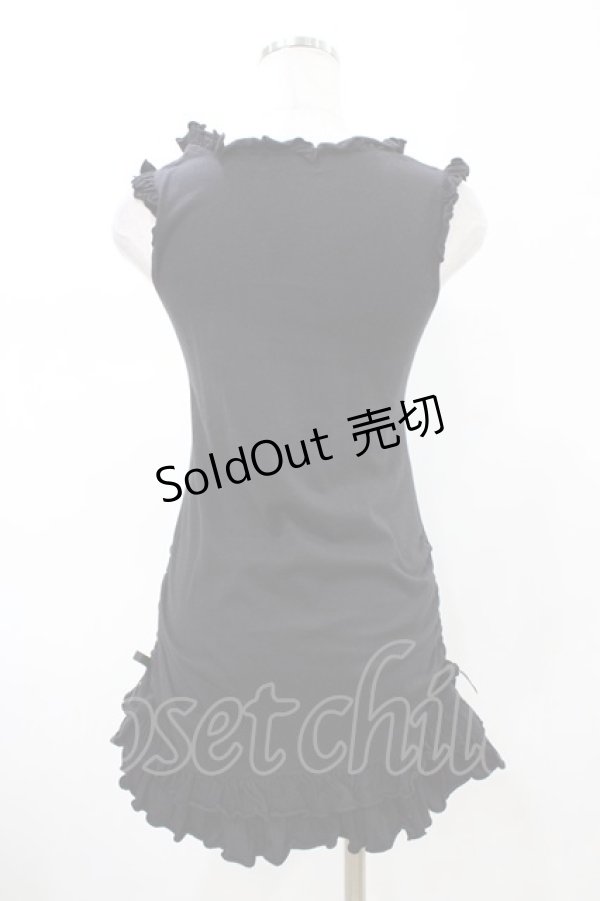 画像2: PEACE NOW / フリルギャザーロングタンク  ブラック H-26-02-08-1045-PU-TO-KB-ZH (2)