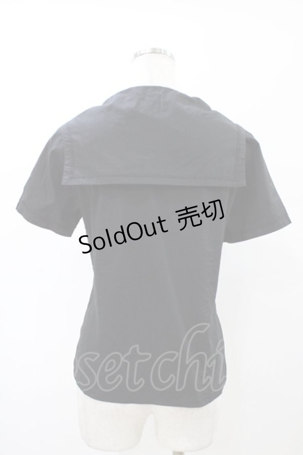 画像2: PEACE NOW / エビィちゃん刺繍セーラーブラウス  ブラック H-26-02-08-1046-PU-BL-KB-ZH (2)