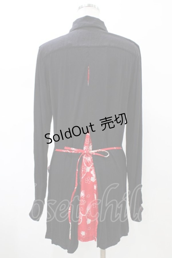 画像2: gouk / 和柄切替カットソーロングシャツ  ブラック H-26-02-08-1049-GO-BL-KB-ZH (2)