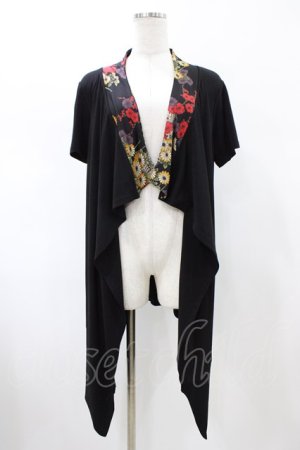 画像: Qutie Frash / バックプリント半袖カーデ  ブラック H-26-02-08-1051-QU-TO-KB-ZH