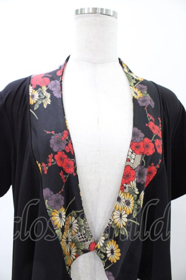 画像3: Qutie Frash / バックプリント半袖カーデ  ブラック H-26-02-08-1051-QU-TO-KB-ZH (3)