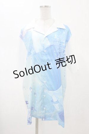 画像: ililil / 雨と紫陽花と少女開襟シャツ  白 H-26-02-08-1059-PU-BL-KB-ZH