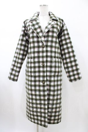 画像: merry jenny / MIXチェックテーラードロングコート  グリーン H-26-02-08-1061-LO-CO-KB-ZH