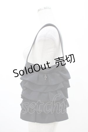 画像: BPN / フリルハンドバッグ  ブラック H-26-02-08-1024-GO-BG-KB-ZH