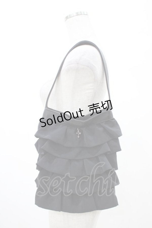 画像1: BPN / フリルハンドバッグ  ブラック H-26-02-08-1024-GO-BG-KB-ZH (1)