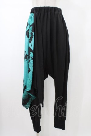 画像: NieR Clothing / レイヤード風サルエルパンツ  黒×緑 H-26-02-08-1027-PU-PA-KB-ZH