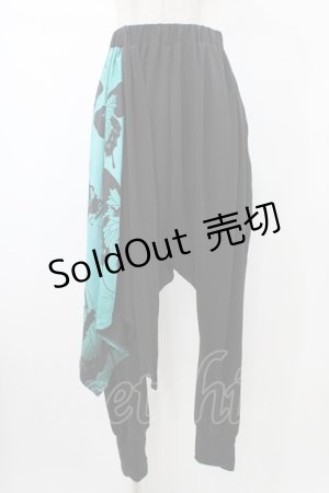 画像: NieR Clothing / レイヤード風サルエルパンツ  黒×緑 H-26-02-08-1027-PU-PA-KB-ZH