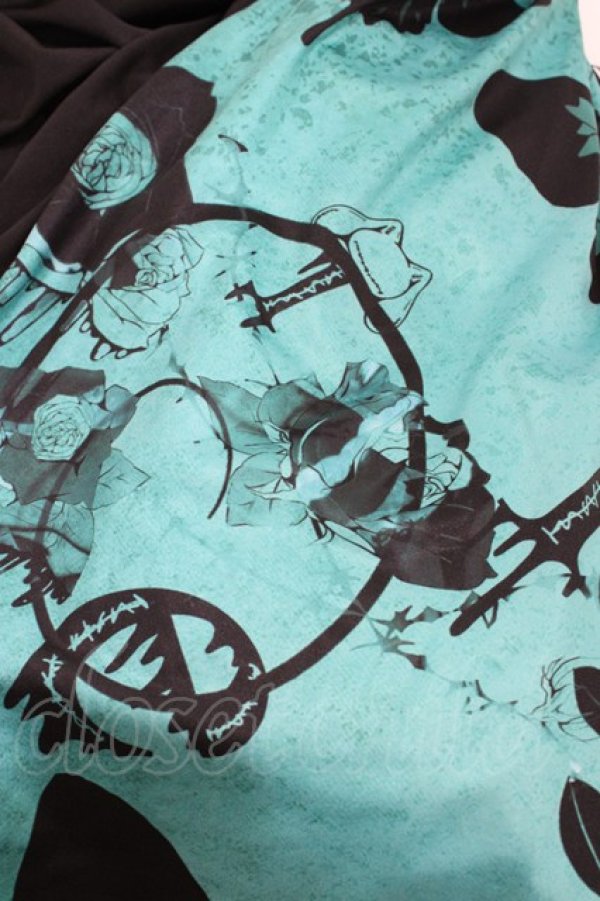 画像4: NieR Clothing / レイヤード風サルエルパンツ  黒×緑 H-26-02-08-1027-PU-PA-KB-ZH (4)