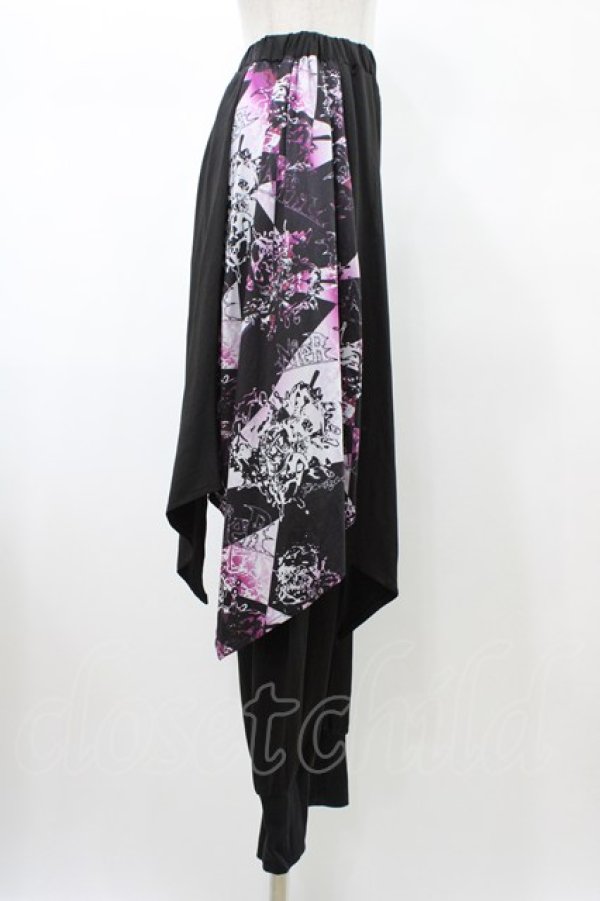 画像3: NieR Clothing / レイヤード風サルエルパンツ  黒 H-26-02-08-1028-PU-PA-KB-ZH (3)