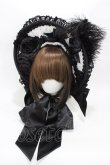 画像1: Triple fortune / ローズリボンボンネット  黒×白 H-26-02-08-1003-EL-AC-AK-ZH (1)