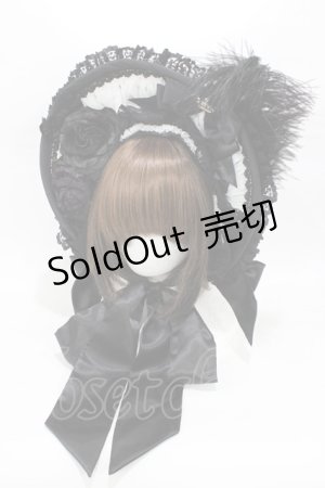 画像: Triple fortune / ローズリボンボンネット  黒×白 H-26-02-08-1003-EL-AC-AK-ZH