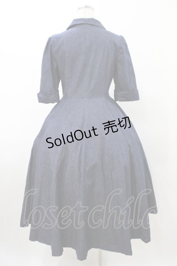 画像2: Perla nell' ostrica / 半袖ショールカラージャケットワンピース  ブルー H-26-02-08-1033-EL-OP-KB-ZH (2)