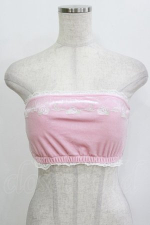 画像: Swankiss / ローズ刺繍ベロアベアトップ Free ピンク H-26-02-08-052-CA-TO-NS-ZH