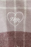 画像2: NOEMIE / お嬢さんハート刺繍チェックマフラー 全長190cm(フリンジ10cm)幅67cm ピンク H-26-02-08-058-LO-ZA-NS-ZH (2)