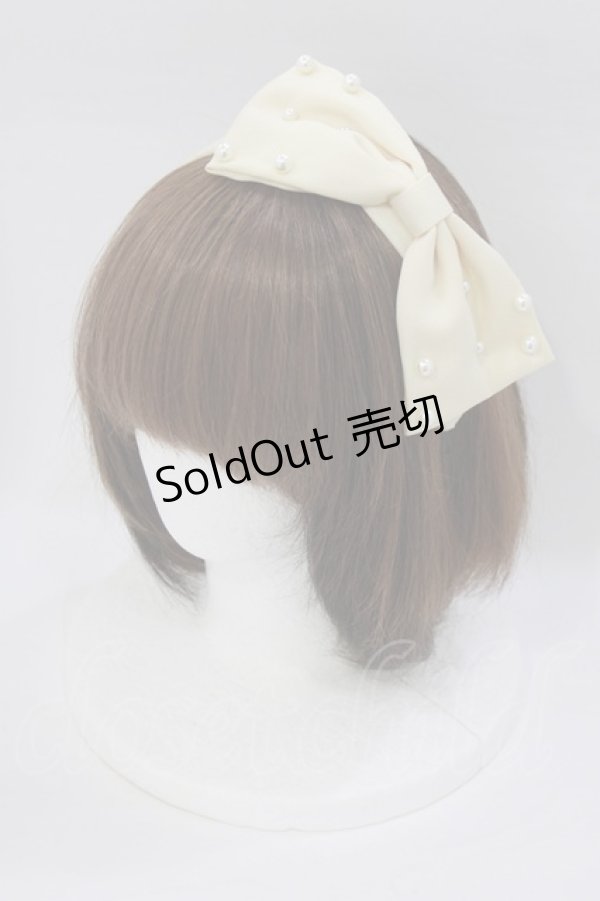 画像1: m petit by misako / パールリボンカチューシャ  オフ H-26-02-08-078-LO-AC-NS-ZH (1)