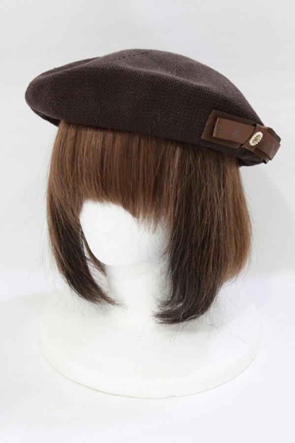 画像1: m petit by misako / NINA`SAMカメオベレー  ブラウン H-26-02-08-084-LO-AC-NS-ZH (1)