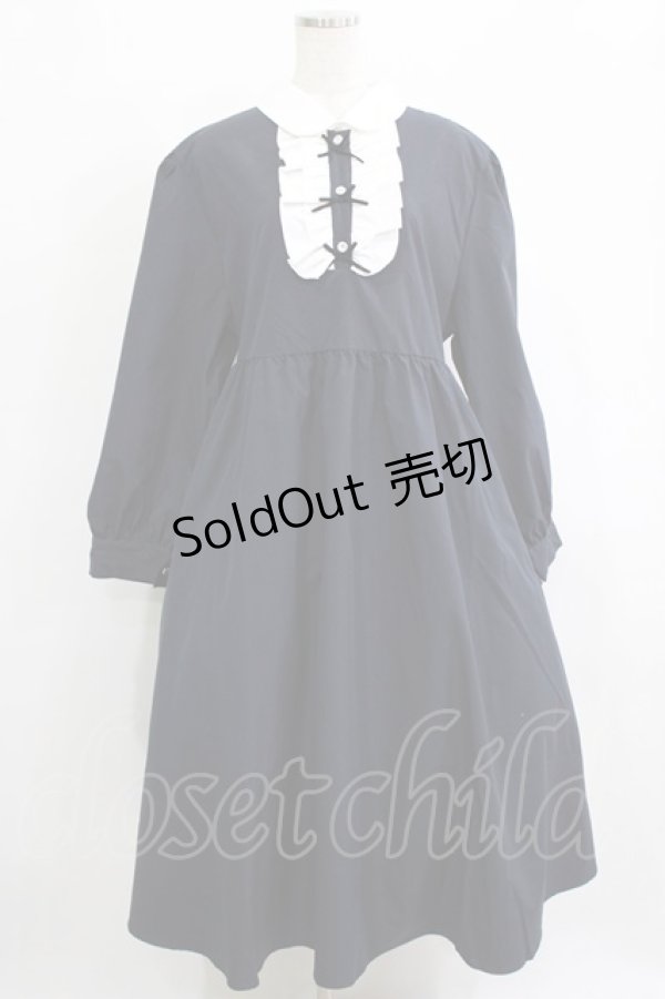 画像1: virally / 星名桜子/クラシックリボンワンピース 3L ネイビー H-26-02-08-008-PU-OP-NS-ZH (1)