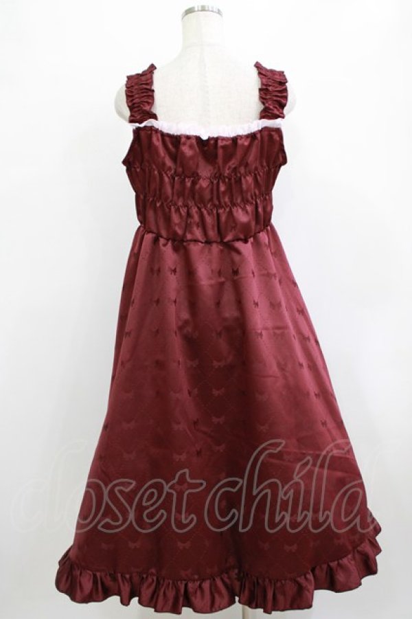 画像3: Cherirulu Chocola / リボン柄ジャンパースカート L ボルドー H-26-02-08-011-GO-OP-NS-ZH (3)