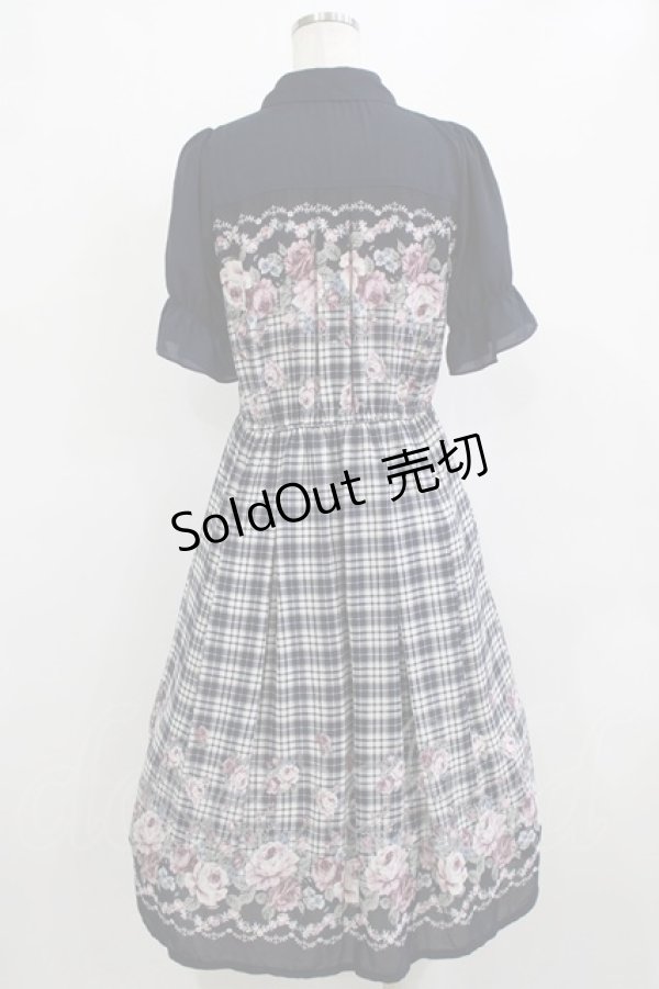 画像3: axes femme / フラワー×チェックワンピース M ネイビー H-26-02-08-014-AX-OP-YZ-ZH (3)